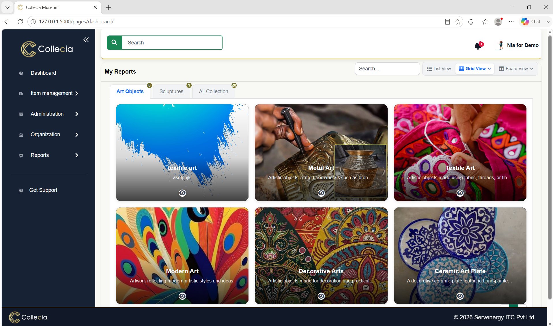 Placeholder for Collecia dashboard screenshot
